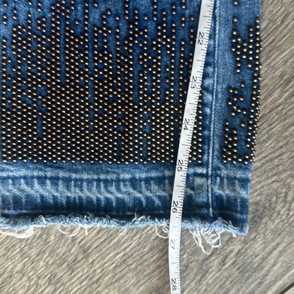 True Religion jeans size 28 Mid Rise straight crop beaded bikercore - Picture 7 of 10